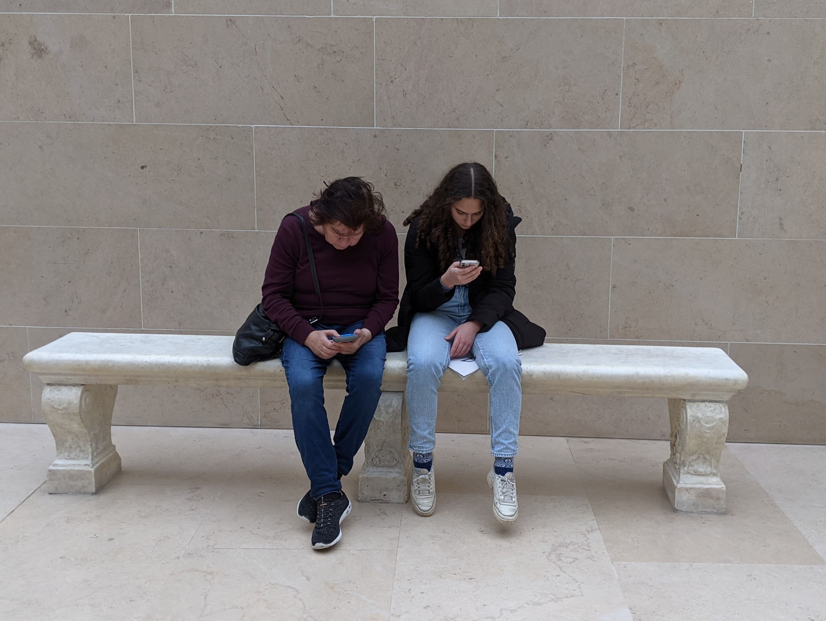On the phone in Louvre